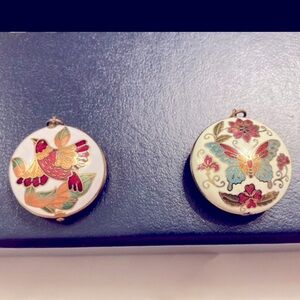 Vintage Cloisonné enamel pendants (2)